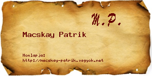 Macskay Patrik névjegykártya